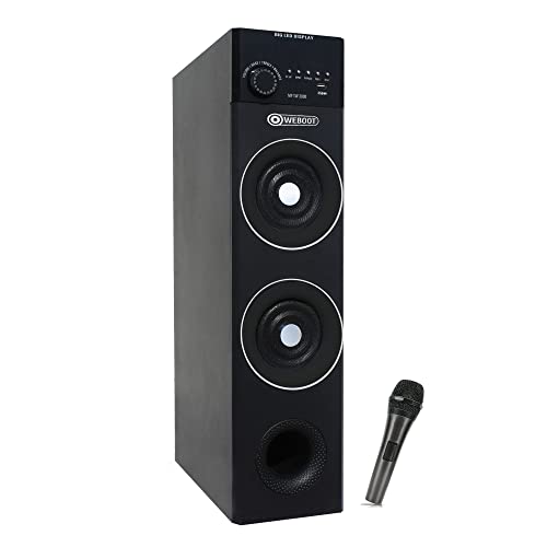 WEBOOT 25″ Euphony 90W Bluetooth Tower Speaker with MIC/Party Speaker/Home Theatre with Extra Powerful Bass, Mic Support/ 8″ Subwoofer/Dual 4 inch Satellites, USB, SD Card, Bluetooth, AUX, FM