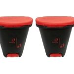 Cello Plastic Step-On Pedal Garbage Dustbin (50 L, red/red)