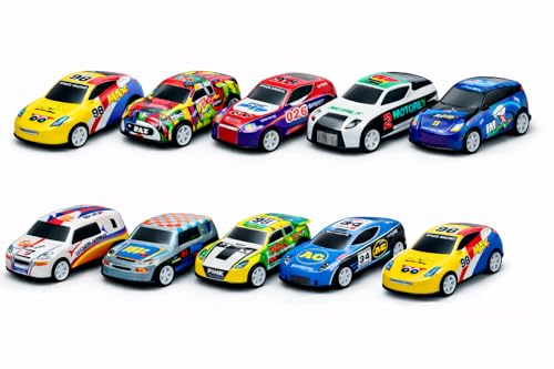 Brand Conquer Die-Cast Metal Pullback Toy Cars, Mini Sports Car & Police Cars | Durable Metal Body Cars with Pull Back Mechanism | Kids Toy Cars Gift Set | Size 2.5 * 3 * 6.5 cm (Set of 10)