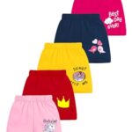 Kuchipoo Girls Regular Fit Cotton Shorts (KUC-SHT-146, Multicolor, 5-6 Years) – Pack of 5