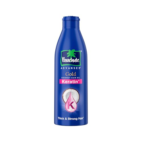Parachute Advansed Gold Keratin Coconut Hair Oil | Thick & Smooth Hair| No Paraben or Silicone | 300ml
