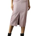 High Star Women Solid Chic A-Line Midi Skirts Lavender