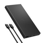 Spigen ArcPack 10000mAh Power Bank, PD3.0, Fast Charging, 22.5W Max Output, 2 Type-C Ports, 1 USB-A Port – (Aluminum, Black)