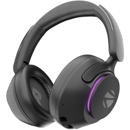 Zebronics Envy Pro ANC Wireless Headphones, BT v6.0 + Type-C Dongle, 40mm Drivers, Up to 40h Playback, App Support, Gaming Mode, ENC, 3 EQ Modes, RGB, Rapid Charging, Foldable Design (Black)