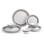 CELLO Lumina Imperial Plus Series Opalware Dinner Set of 19 Pieces For Family of 6 | Bone-Ash Free & Leadfree Opal Glass Microwave & Dishwasher Safe Crockery Plates & Bowls Set For Daily Use & Gifting