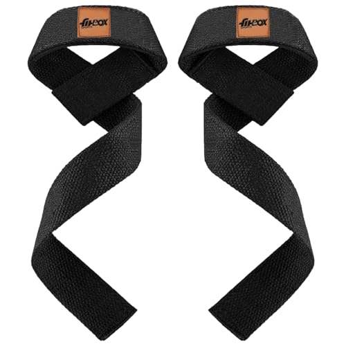 FitBox Sports Premium Lifting Straps, Powerlifting, Wrist Supporter For Deadlifting With Padded Support – Black