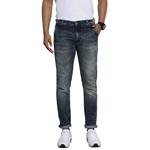 The Indian Garage Co Men Slim Fit Solid Mid-Rise Stretchable Mid Rise Jeans Blue, 30