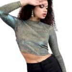 Tokyo Talkies Self Design Crop Top