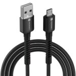Portronics Konnect X USB-A to Micro USB Fast Charging Cable With Max 3A Output,Fast Charging & Data Transfer, Nylon Braided, Aluminium Alloy Shell, 1M Length compatible with Micro usb Devices(Black)