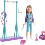 Barbie Team Stacie™ Doll and Gymnastics Playset with Spinning Bar and 7 Themed Accessories for 3 to 7 Year Olds