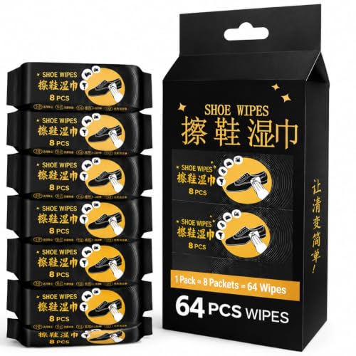 FEXMY Shoe Cleaning Wipes – Portable Mini 8 Pack (64 Total Wipes), Disposable Sneaker Cleaner Wet for Quick Dirt, Stain & Scuff Removal, Safe on Leather, Canvas, Mesh & Sports Shoes