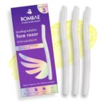 Bombae Reusable & Biodegradable Face & Eyebrow Razors for Women – 3 | Instant Glow & Painless Hair Removal | For Eyebrows, Upper Lip, Chin, Peach Fuzz, Forehead, Unibrow, Sideburns | Dermaplaning tool | Korean Skincare| Safe For all Skin Types