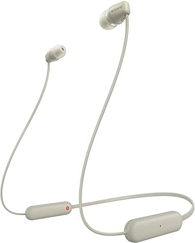 Sony WI-C100 Wireless in Ear Headphones with Customizable Equalizer for Deep Bass & 25 Hrs Battery,DSEE-Upscale,Splash Proof,360RA,Fast Pair,in-Ear Bluetooth Headset with Mic for Phone Calls (Taupe)