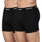 Levi’s 001 Classic Boxer Brief for Men | 100% Pure Cotton | Solid | Mid-Rise Men’s Underwear | Anti-Roll Waistband | Durable Comfort with Extra Supportive Gusset | Functional Fly | Pack of 2