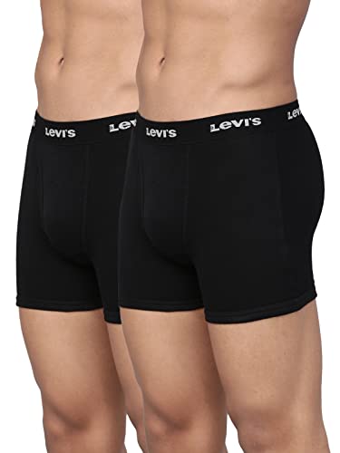 Levi’s 001 Classic Boxer Brief for Men | 100% Pure Cotton | Solid | Mid-Rise Men’s Underwear | Anti-Roll Waistband | Durable Comfort with Extra Supportive Gusset | Functional Fly | Pack of 2