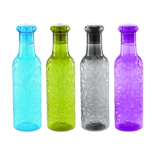 Attro Iceberg Unbreakable PET Fridge Water Bottle,Set of 4,1000 ml,Multicolor