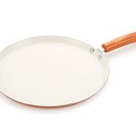 NIRLON Ceramic Inducton Base Flat Dosa Tawa with Handle Aluminum Tawa 3-Layer Nonstick Coatings – 28 Cm (Compatible with Induction, Gas & Stovetops), Orange