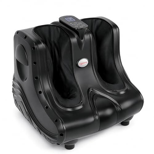 Lifelong Foot & Calf Massager Machine for Pain Relief | 3 Adjustable Intensity Levels| Electric Massager with Digital Display | Feet Massage for Blood Circulation & Soothing Heat – Max Temp upto 42°