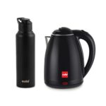 CELLO Pluto Quick Boil Stainless Steel Electric Kettle 1.5L + Sippa Steel Water Bottle 1000ml Combo | Double Wall Cool Touch Outer Body, Auto-Shut Off Protection |Electric Kettle For Boiling Hot Water