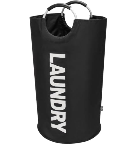 90 L Large Laundry Basket for Clothes, Collapsible Dirty Clothes Storage Bag with Padded Carry Handles, Waterproof Upright Laundry Hamper for Bedroom, Dorm, Apartment & Laundromat