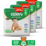 TEDDYY Easy Diaper Pants with Rash Protection and 3x Faster absorption Technology Pant Diapers – M(222 Pieces)