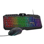 Portronics Ki-Pad 5 Wired Gaming Keyboard & Mouse Combo, 7-Button Mouse Control, 19 Anti-Ghosting, Multimedia Keys, Cool RGB Backlight, 1.5M Cable Length, Compatible with Desktop PCs, Laptops (Black)