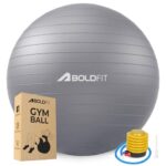 Boldfit Gym Ball for Exercise with Foot Pump for Workout Yoga for Women and Men Swiss for Balance Stability Training, Fitness 55cm-Grey