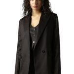 High Star Women Solid Blazer Black