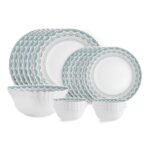 Cello Dazzle Series Celeste Opalware Dinner Set | 20Pcs | White | Service For 6 | Microwave & Dishwasher Safe | Light-Weight & Durable | Chip & Scratch Resistant | Best For Special Occassion & Gifting