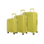 Kamiliant by American Tourister Rock-Lite 99L Hard Sided Trolley Bag for Men & Women with 3 Digit Combination Lock, Set of 3pc (Small, Medium & Large) – Cress Green