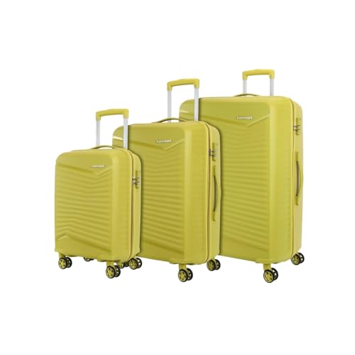 Kamiliant by American Tourister Rock-Lite 99L Hard Sided Trolley Bag for Men & Women with 3 Digit Combination Lock, Set of 3pc (Small, Medium & Large) – Cress Green