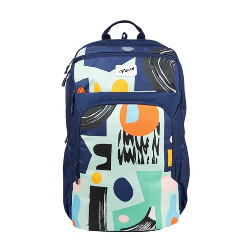 F Gear Akira Navy 26L Backpack, 3 Spacious Compartments, 3 Pockets and 1 Hidden Pocket|Anti theft Backpack|Airflow Padded Back Panel|Lightweight & Durable|Ideal for Office, Daily Use & Travel