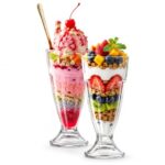 CELLO Falooda Glass Set of 2 Pcs 300ml, Transparent | Freezer & Fridge Safe, Leadfree Dishwasher Safe Toughened Crystal Clear Glasses Set for Drinking Juice Milkshake Cocktail Mocktail Coldrinks Soda