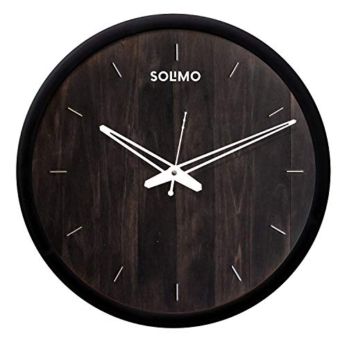 Amazon Brand – Solimo 12-inch Contemporary Plastic & Glass Wall Clock – Designer (Silent Movement, Black Frame)