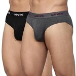Levi’s 002 Classic Brief for Men | 100% Pure Cotton | Solid | Durable Comfort | Breathable Men’s Underwear | Anti-roll Waistband | Extra Supportive Gusset | Dual Layer 3D Pouch | Pack of 2
