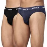 Levi’s Men’s Cotton Brief (Pack of 2) (PR79946_Black, Navy Melange_Large_Multicolour_L)