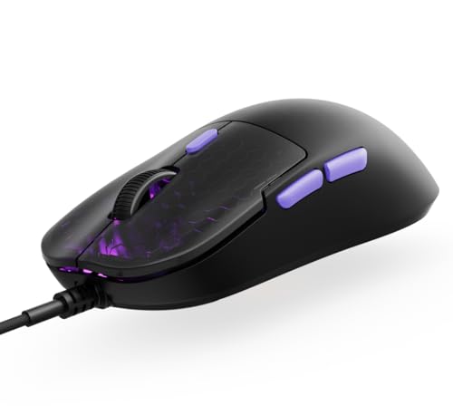 Kreo Harpy Gaming Mouse Wired, 55g Ultra-Lightweight Design Gaming Mouse, Customizable RGB Mouse, 1000Hz Polling Rate, 12800 DPI, Mouse Gaming, Wired Gaming Mouse (Black)