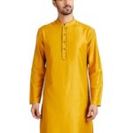 Amazon Brand – Symbol Men’s Festive Solid Long Kurta (Regular Fit) (SY-A22-MNA-ETK-01_M.Mustard_M)