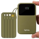Lifelong Electronics 20000mAh 22.5W Fast Charging Power Bank | 3 Inputs (1 Built-in USB A Cable + 1 C + 1 Lightning Port) & 6 Outputs (3 Built-in Cables + 1 C + 2 A Port) | Small Pocket Size Powerbank