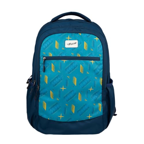 F Gear Arashi Metalle Blue 35L School Backpack|4 Compartments, 1 Front Pocket & water Bottle Holders|Laptop Sleeve|Ergonomic, Lightweight & Durable|Ideal for School, College, Work, Travel & Daily Use