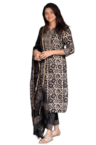 KLOSIA Women’s Printed Straight Kurta and Pant with Dupatta Set