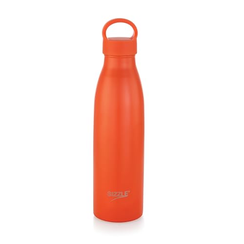 Sizzle Modern Stainless Steel Water Bottle 700 ML Kids & Adults – Lightweight, Single Walled, Leakproof Water Bottle | For School, Office, Gym | Orange (Pack of 1)
