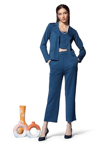 SIRIL Co ord Set for Women Stylish, 3 Piece Co-Ord Set, Teal Coords Set for Women (485TK10674-XL_Teal)