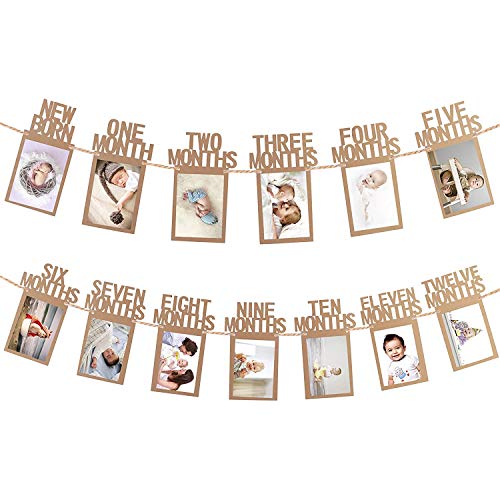 Party Propz 1-12 Month Photo Frame Banner – Set of 1 Photo Banner for First Birthday(Cardstock) | Baby Photo Frame 0 to 12 Months | New Born 0 to 12 Month Photo Frame | Bday Photo Banner 1st Birthday