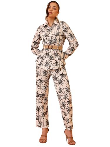 Pink Paprika by SASSAFRAS Women’s Black Tropical Belted Shirt With Straight Pants -S