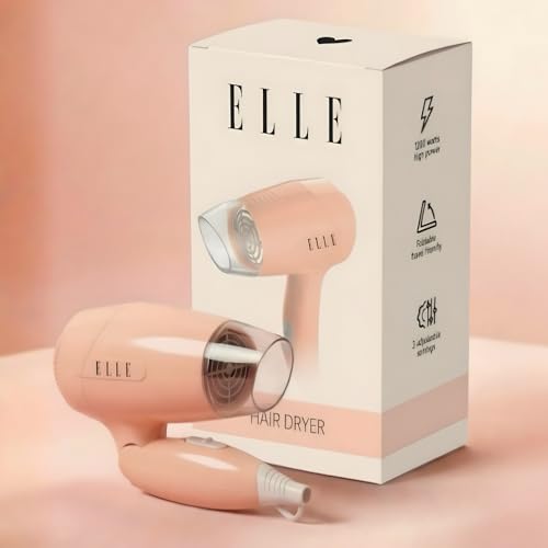 ELLE Hair Dryer 1200W Foldable 3 Heat Cool Shot Overheat Protection