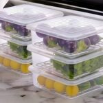 HomeWiz Fridge Storage Containers 2000ml x6 | Air Tight Storage Container Set | Fridge Organiser Storage Boxes |Food Grade BPA-Free Plastic Containers |Stackable, Transparent, for Fruits & Vegetables