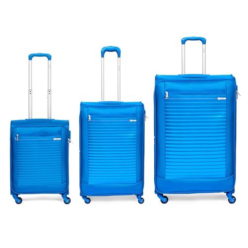 Carlton Wexford- S03 (Blue Saphire) Set of 3 (Cabin+Medium+Large) Trolley Bag, Cm | TSA | 4 Wheels | 3 Years International Warranty | Blue Saphire