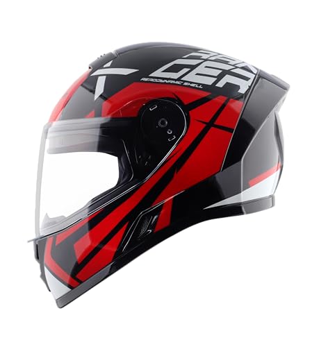 Vega Ranger DX Revenge Full Face Riding Helmet with Matte Shell, Comfortable Liner, Shock Absorbing Interior, Ventilated Fit, Lightweight Build, and Modern Dull Black Red Styling Dull Black Red-L