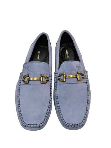 BUZZBASK – Men’s Synthetic Leather Loafers | Premium Soft Comfort Driving Shoes | Lightweight Casual Slip-On Moccasins for Office, Party, Anti-Skid Sole Stylish Formal Shoes Sky Blue